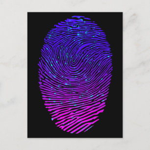 Aesthetic Neon Fingerprint Luminous Luminescent Postcard