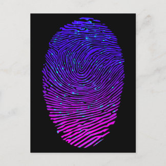 Aesthetic Neon Fingerprint Luminous Luminescent Postcard