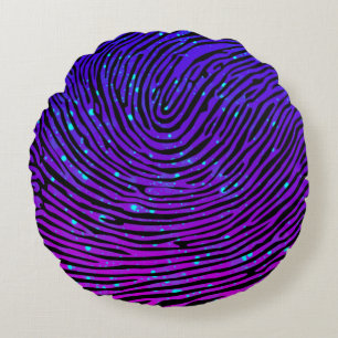 Aesthetic Neon Fingerprint Luminous Luminescent Round Cushion