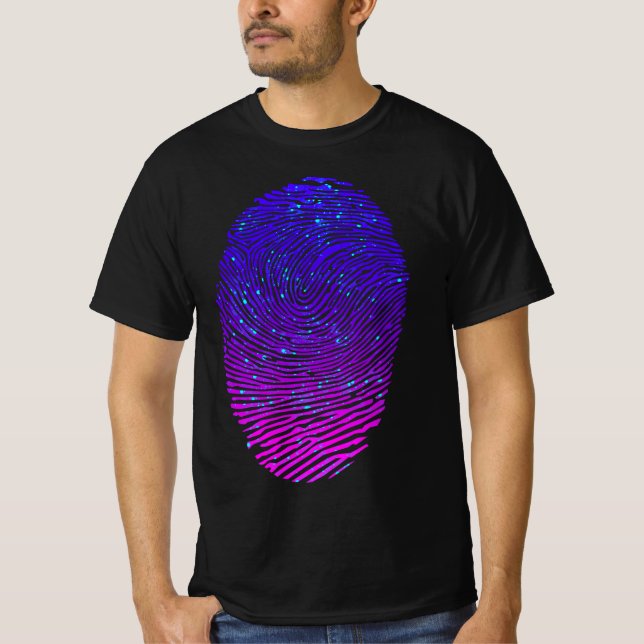 Aesthetic Neon Fingerprint Luminous Luminescent T-Shirt (Front)