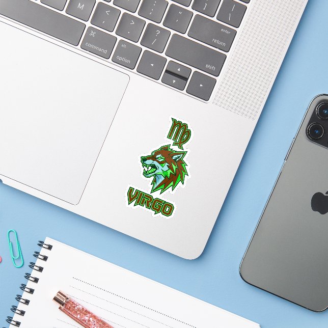 Aesthetic Neon Green Virgo Zodiac (Laptop w/ iPhone)