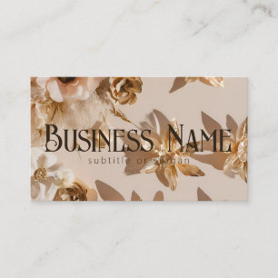 Aesthetic Neutral Golden Floral Business Card