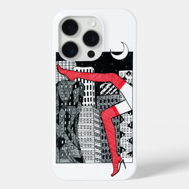 Aesthetic Night City Women's Legs iPhone 15 Pro Ca Case-Mate iPhone Case (Back)