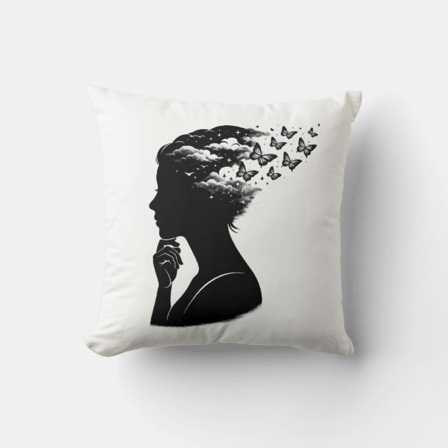 Aesthetic Night Sky Butterfly Art Cushion (Front)
