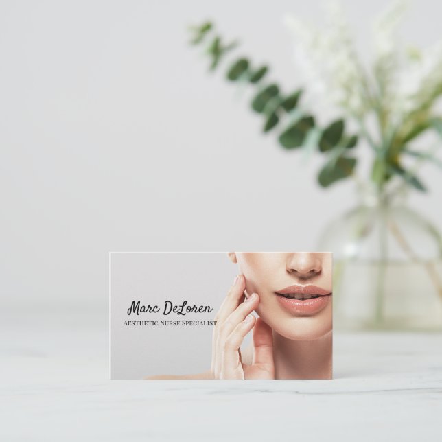Aesthetic Nurse  Injector Cosmetic Surgeon Busines Business Card (Standing Front)