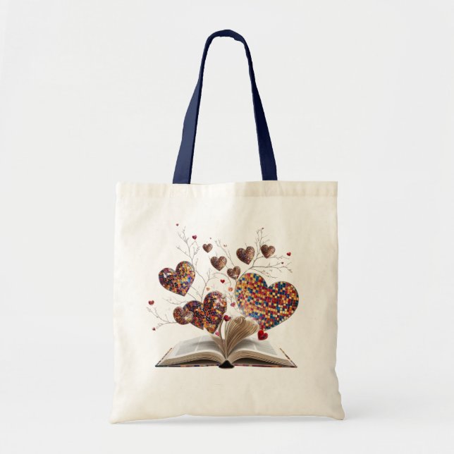 Aesthetic Open Book & Magical Hearts Canvas Bag (Front)