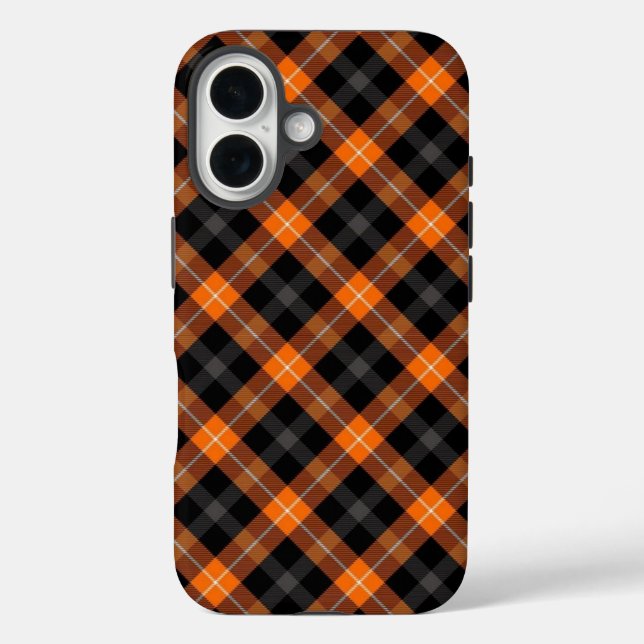 Aesthetic Orange, Black Plaid iPhone case   (Back)