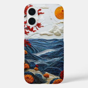 Aesthetic paper cut ocean landscape iPhone 16 case