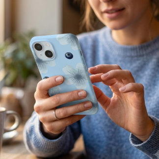 Aesthetic Pastel Blue Floral Blueberry Case