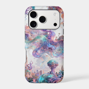 Aesthetic Pastel Fantasy City Ethereal Swirl Art