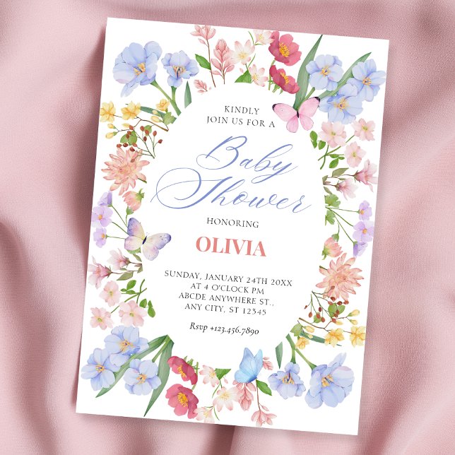 Aesthetic pastel floral baby shower invitation (Creator Uploaded)