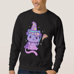Aesthetic Pastel Goth Kitten With Pizza Cute Pizza Sweatshirt