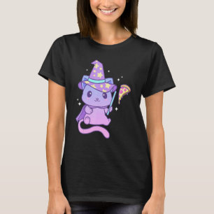 Aesthetic Pastel Goth Kitten With Pizza Cute Pizza T-Shirt