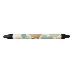 Aesthetic Pastel Love Heart Beige Abstract Minimal Black Ink Pen