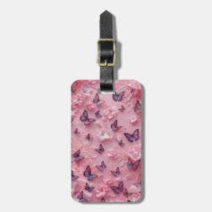 Aesthetic Pastel Pink Butterfly Luggage Tag
