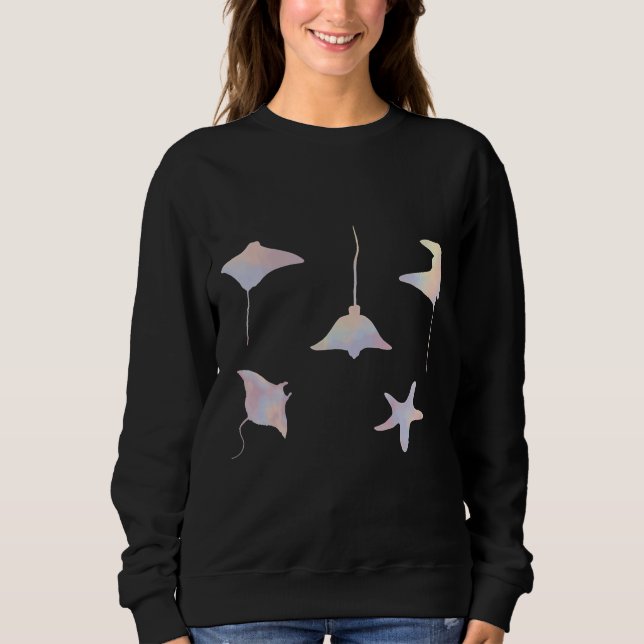 Aesthetic Pastel Stingray Starfish Sticker Pack Sweatshirt (Front)