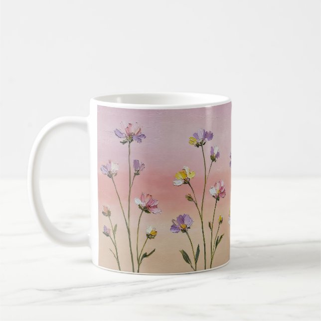 Aesthetic Pastel Wildflower Botanical Coffee Mug (Left)