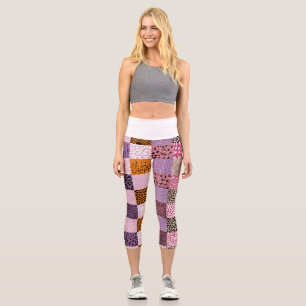 Aesthetic Patchwork Leggings Colourful Chequerboar