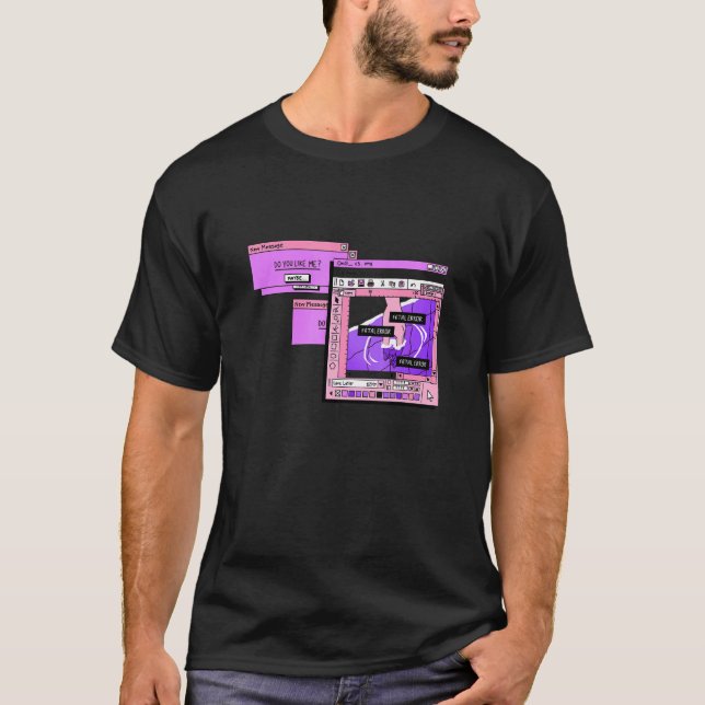 Aesthetic PC Browser Vaporwave Sad Illustration T-Shirt (Front)