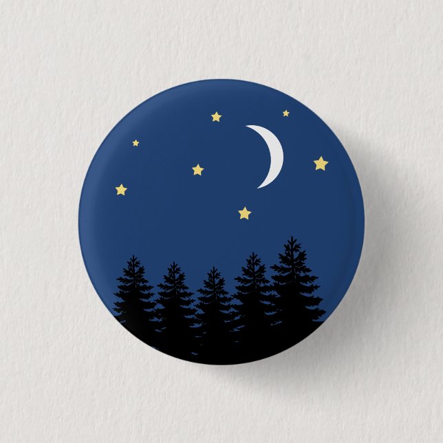 Aesthetic Peaceful Night Pines Stars Moon  3 Cm Round Badge (Front)
