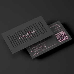 Aesthetic Pink Black Hair Stylist Beauty Therapist Business Card