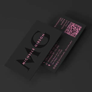 Aesthetic Pink Black Marketing Beauty Business Card