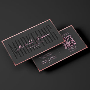 Aesthetic Pink Black Marketing Professional Business Card