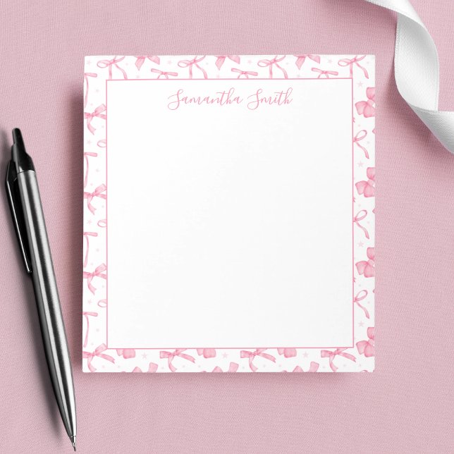 Aesthetic Pink Coquette Bow Custom Name  Notepad (Creator Uploaded)