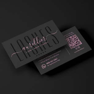Aesthetic Pink Lashes Brows Artist Black Beauty Business Card