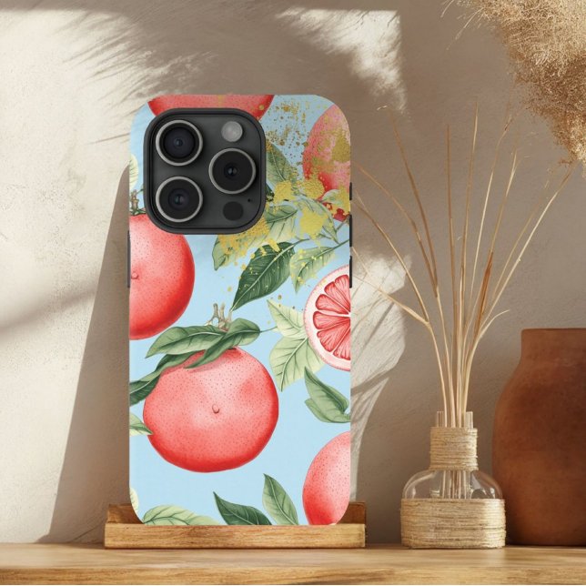 Aesthetic Pink, Pastel Blue and Gold Grapefruit  Case-Mate iPhone Case (Creator Uploaded)