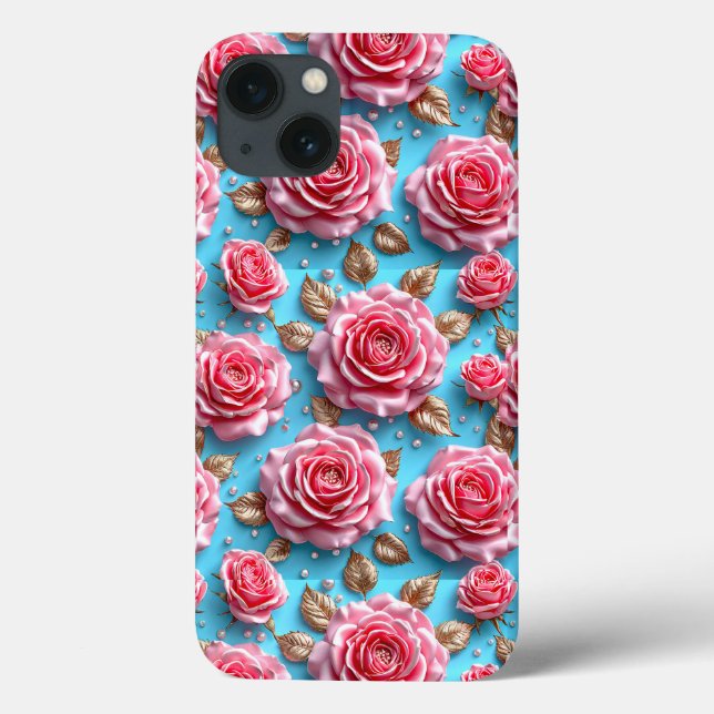 Aesthetic Pink Rose Feminine Luxury Design Case-Mate iPhone Case (Back)
