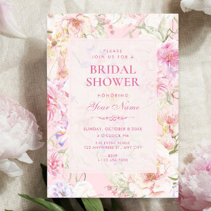 Aesthetic pink soft floral bridal shower invitation