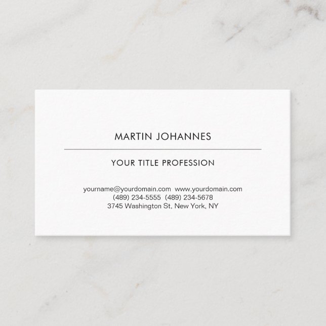 Aesthetic Plain Professional Black & White Modern Business Card (Front)