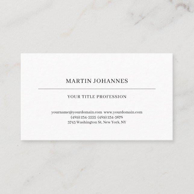 Aesthetic Plain Professional Black & White Modern Business Card (Front)