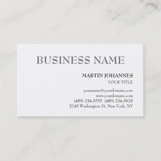 Aesthetic Professional Chic White Business Card (Front)