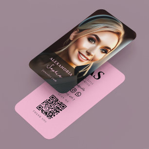 Aesthetic Professional Portrait Photo Pink Business Card