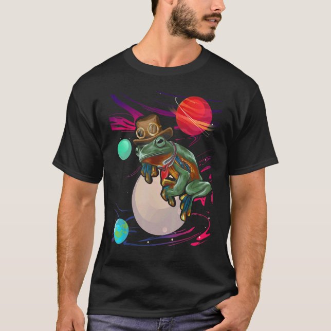 Aesthetic Psychedelic Frog Trippy Galaxy Space Fro T-Shirt (Front)