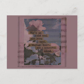 Aesthetic quotes, roses, female vintage, romantic invitation postcard