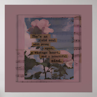 Aesthetic quotes, roses, female vintage, romantic poster