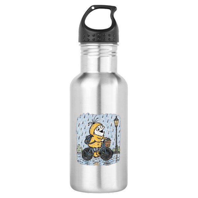 Aesthetic Rain Bicycle Loop Character Water Bottle (Front)