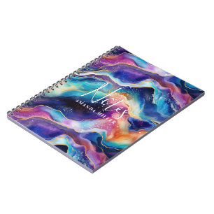 Aesthetic rainbow colours agate glitter texture notebook