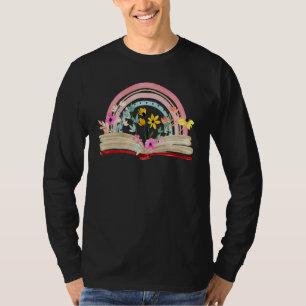 Aesthetic Rainbow Floral Book Librarian Read Nerd  T-Shirt