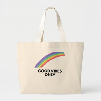 Aesthetic Rainbow Girl Face Line Art Good Vibes Large Tote Bag