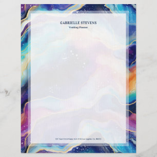 Aesthetic rainbow glitter agate texture custom letterhead