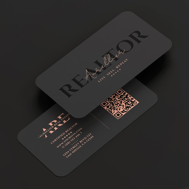 Aesthetic Real Estate Black Peach Mortgage Realtor Business Card (Aesthetic Real Estate Black Pink Mortgage Realtor Business Card
)