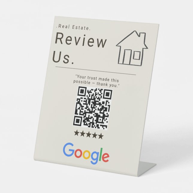 Aesthetic Realtor Review Us QR Code Sign  (Front)
