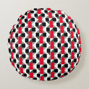 aesthetic red and black classic colour geometric round cushion