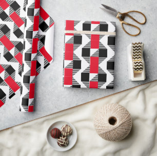 aesthetic red and black classic colour geometrics wrapping paper