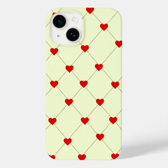 Aesthetic Red Hearts Grid Phone Case (Back)