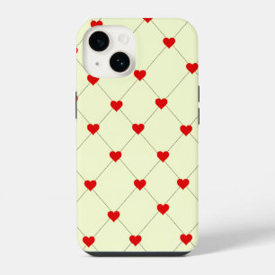Aesthetic Red Hearts Grid Phone Case